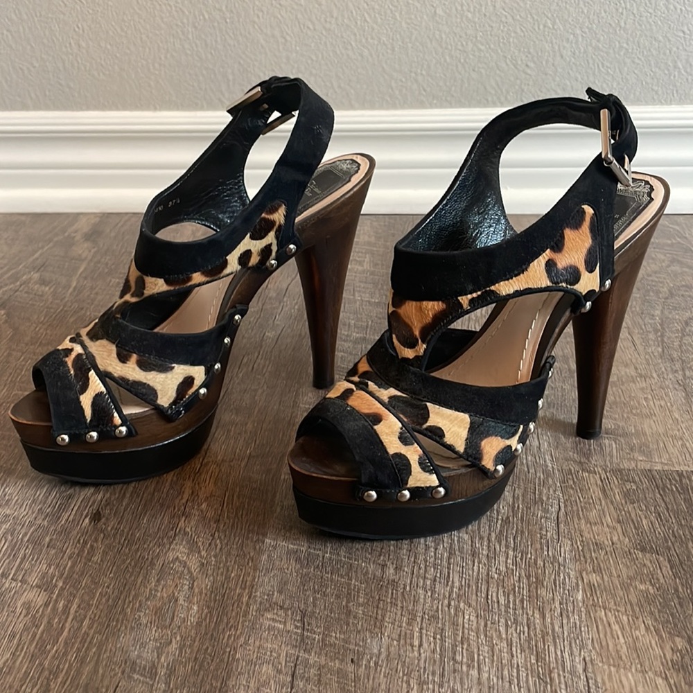 Christian Dior Leopard and Wood Heels
